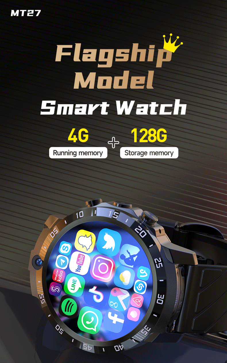 2024 NEW Smart Watch 128G ROM Pluggable 4G SIM Card IP67 Waterproof GPS