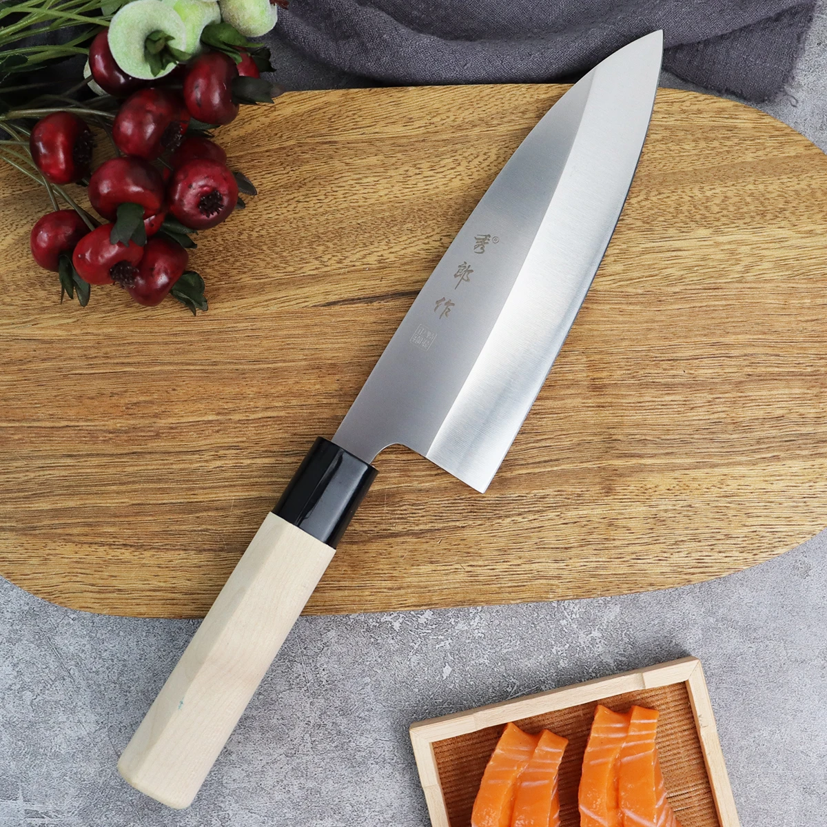 Japanese Salmon Sashimi Knife Professional Meat Cutting Sushi Cooking ...