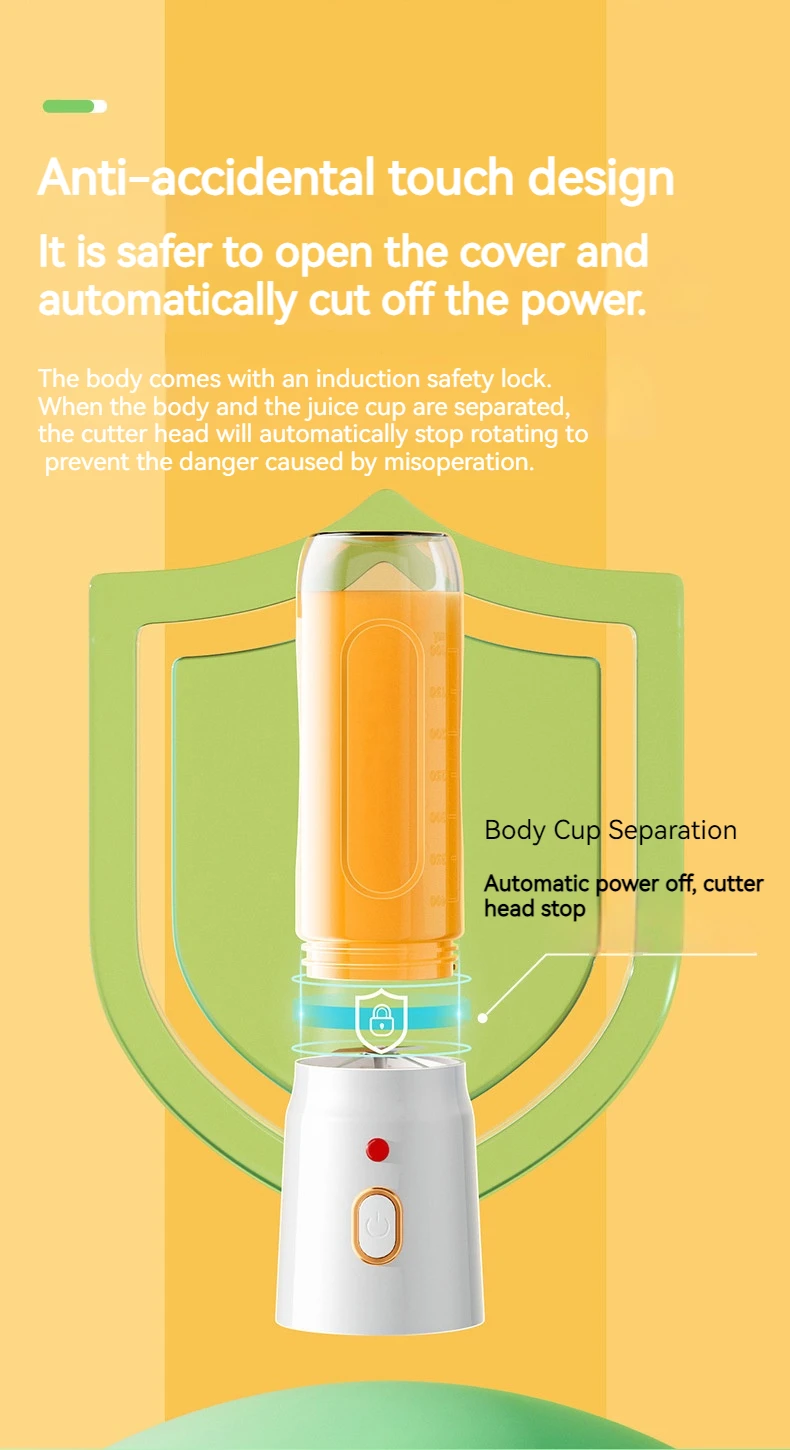 Portable Wireless Blender Electric Fruit Juicer Machine For Orange Ice Crushing 10 Blades Auxiliary Food Machine 1500mA Mixer