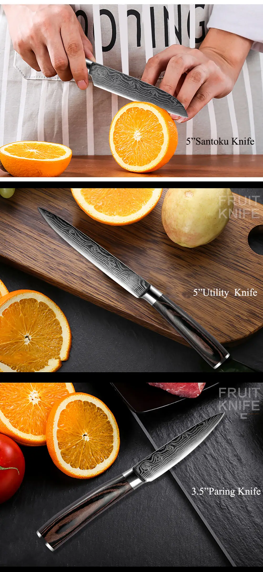 XITUO 2-5PCS Set Kitchen Knife Damascus Laser Stainless Steel Blades Chef Knife Santoku knife Utility Paring knives Tools XITUO 2-5PCS Set Kitchen Knife Damascus Laser Stainless Steel Blades Chef Knife Santoku knife Utility Paring knives Tools