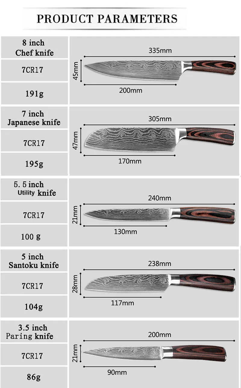 XITUO 2-5PCS Set Kitchen Knife Damascus Laser Stainless Steel Blades Chef Knife Santoku knife Utility Paring knives Tools XITUO 2-5PCS Set Kitchen Knife Damascus Laser Stainless Steel Blades Chef Knife Santoku knife Utility Paring knives Tools