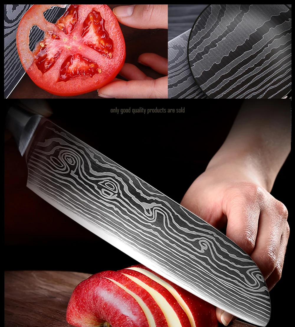 XITUO 2-5PCS Set Kitchen Knife Damascus Laser Stainless Steel Blades Chef Knife Santoku knife Utility Paring knives Tools XITUO 2-5PCS Set Kitchen Knife Damascus Laser Stainless Steel Blades Chef Knife Santoku knife Utility Paring knives Tools