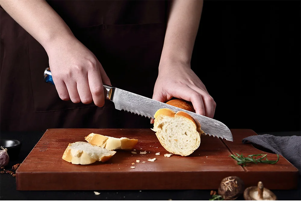 XITUO Kitchen Knives Set Damascus Steel VG10 Chef Knife Cleaver Paring Bread Knife Blue Resin Stabilised Wood Handle 1-7PCS set XITUO Kitchen Knives Set Damascus Steel VG10 Chef Knife Cleaver Paring Bread Knife Blue Resin Stabilised Wood Handle 1-7PCS set