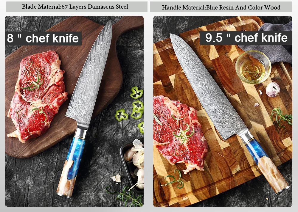 XITUO Kitchen Knives Set Damascus Steel VG10 Chef Knife Cleaver Paring Bread Knife Blue Resin Stabilised Wood Handle 1-7PCS set XITUO Kitchen Knives Set Damascus Steel VG10 Chef Knife Cleaver Paring Bread Knife Blue Resin Stabilised Wood Handle 1-7PCS set