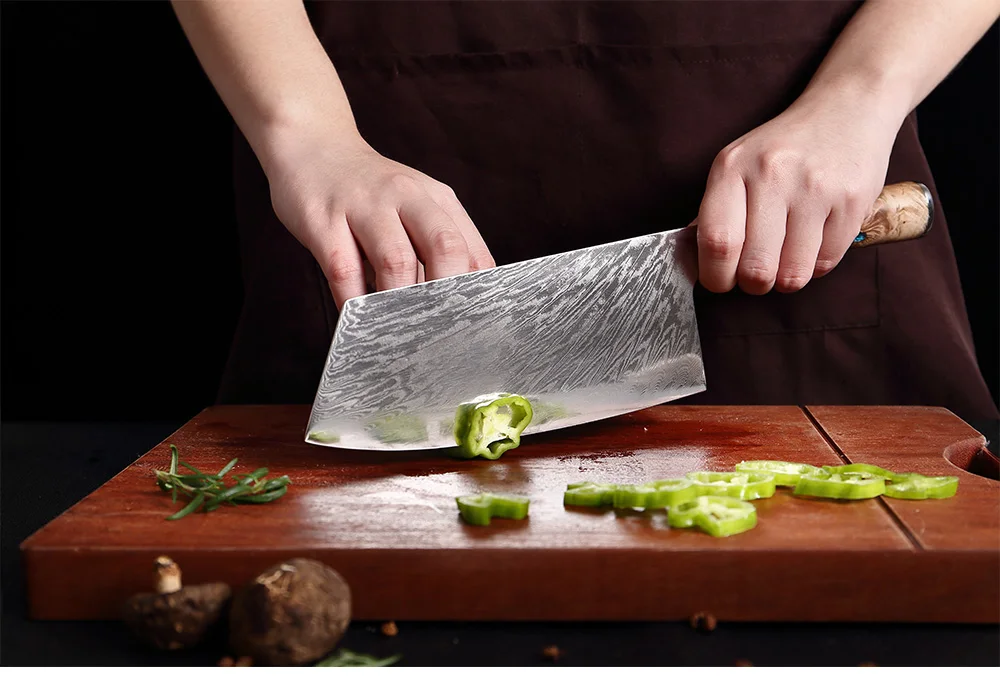 XITUO Kitchen Knives Set Damascus Steel VG10 Chef Knife Cleaver Paring Bread Knife Blue Resin Stabilised Wood Handle 1-7PCS set XITUO Kitchen Knives Set Damascus Steel VG10 Chef Knife Cleaver Paring Bread Knife Blue Resin Stabilised Wood Handle 1-7PCS set