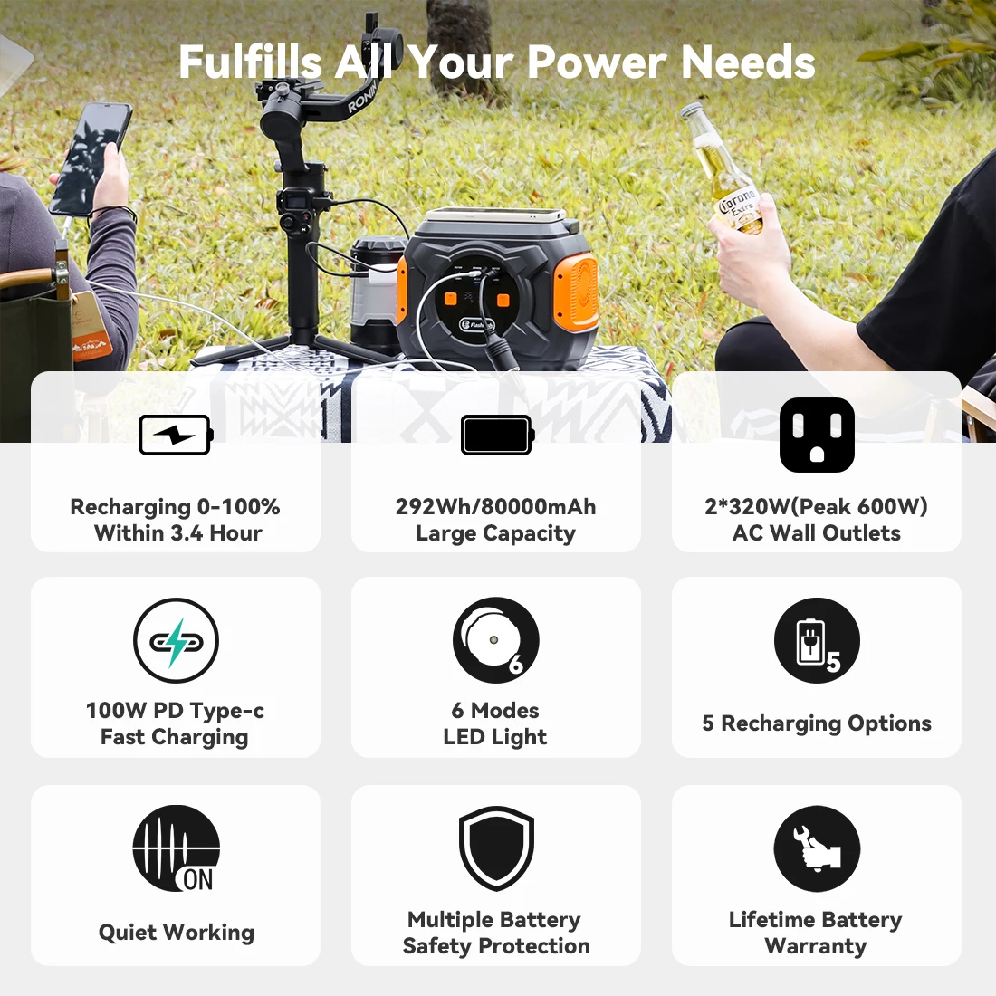 Flashfish Power Station 320W Portable Solar Generator 110V 230V Pure Sine Wave AC Output 292Wh Power Supply For Outdoor Camping Flashfish Power Station 320W Portable Solar Generator 110V 230V Pure Sine Wave AC Output 292Wh Power Supply For Outdoor Camping