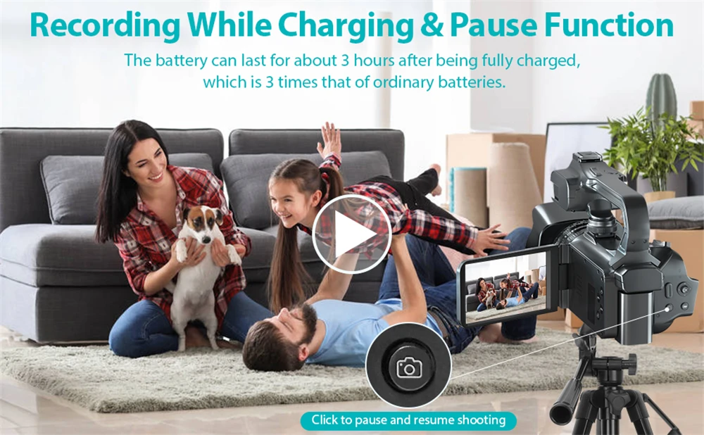 4K 60FPS Camcorder 64MP YouTube Professional Digital Video Camera Streaming Auto Focus 4