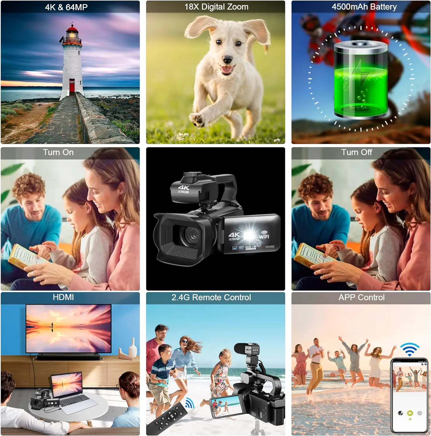 4K 60FPS Camcorder 64MP YouTube Professional Digital Video Camera Streaming Auto Focus 4″ Touch Screen Photography Vlog Recorder Cameras 4K 60FPS Camcorder 64MP YouTube Professional Digital Video Camera Streaming Auto Focus 4