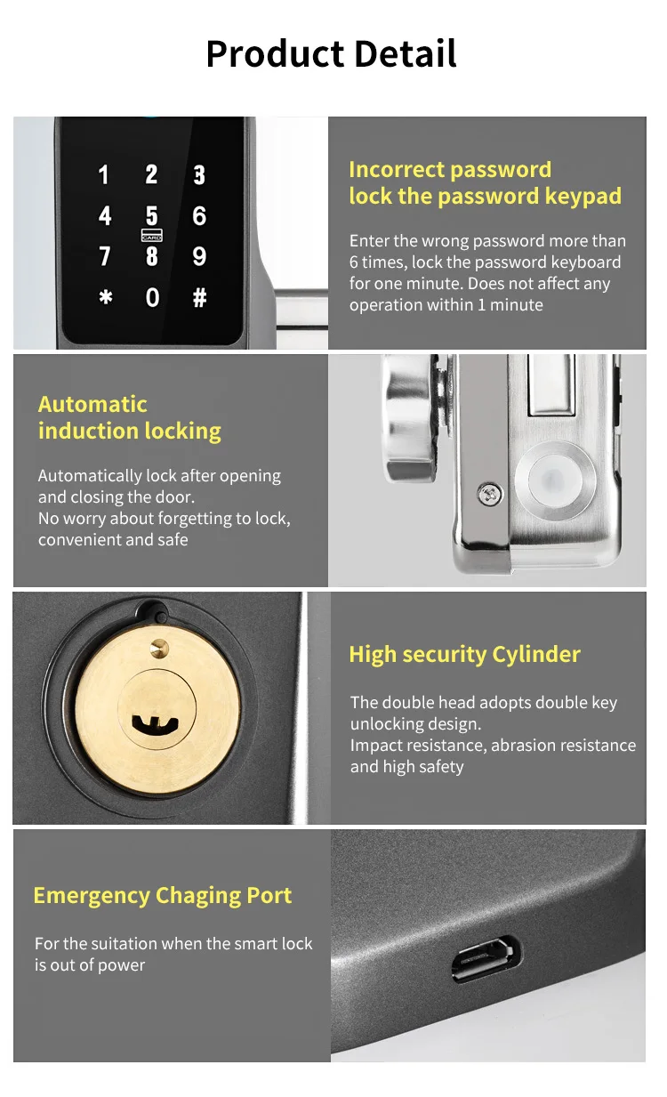 TYSH Tuya Remote Smart Door Lock With Wifi Outdoor Waterproof Double Fingerprint Lock Digital Electronic Card Keyless Smart Lock TYSH Tuya Remote Smart Door Lock With Wifi Outdoor Waterproof Double Fingerprint Lock Digital Electronic Card Keyless Smart Lock