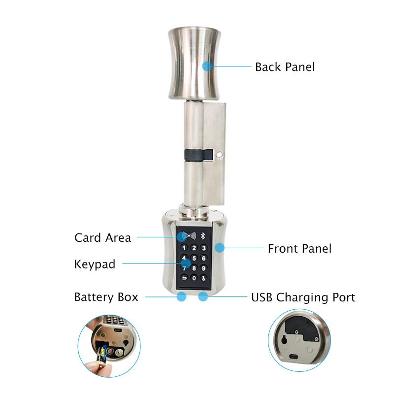 Bluetooth Cylinder Lock TT Lock password card Electronic Smart Door Lock Digital Keypad Code Keyless Lock Home Airbnb Bluetooth Cylinder Lock TT Lock password card Electronic Smart Door Lock Digital Keypad Code Keyless Lock Home Airbnb