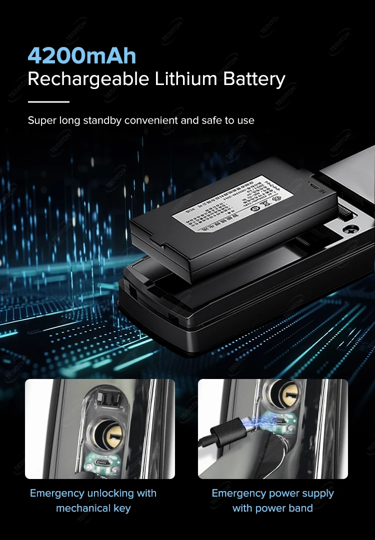 Tediton Waterproof Outdoor Automatic Electric Wireless Camera Fingerprint Digital Tuya 3d Facial Recognition Smart Door Lock Tediton Waterproof Outdoor Automatic Electric Wireless Camera Fingerprint Digital Tuya 3d Facial Recognition Smart Door Lock