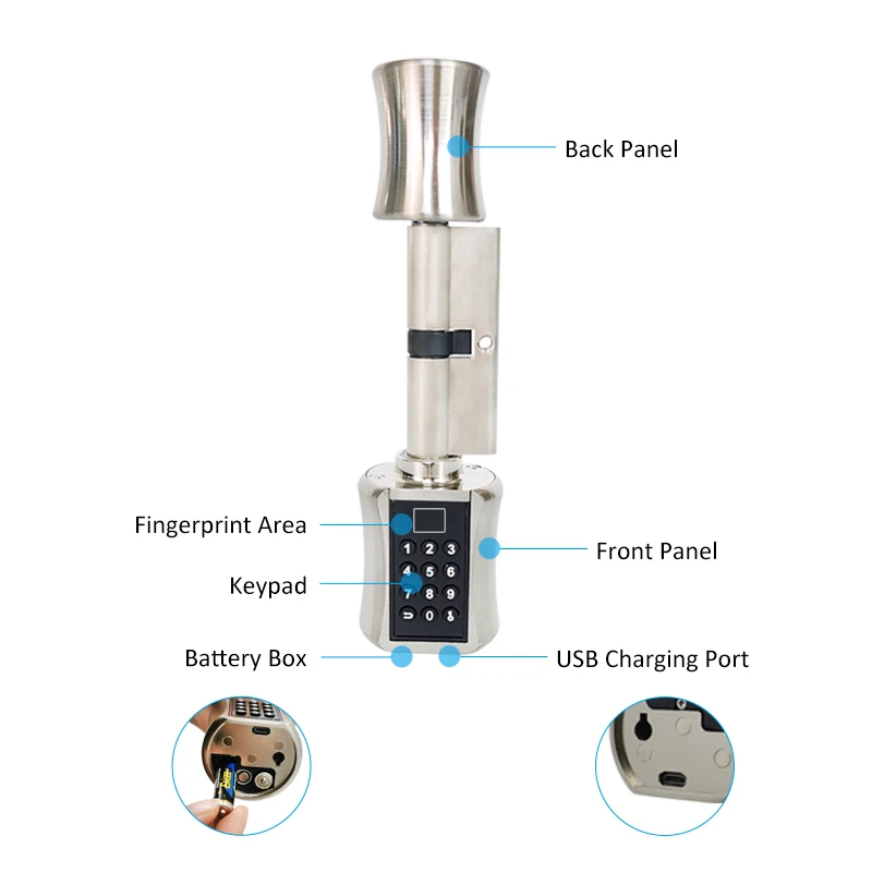 Fingerprint Smart Cylinder Lock password Biometric Electronic door Lock with Code digital Keypad Home intelligent lock airbnb Fingerprint Smart Cylinder Lock password Biometric Electronic door Lock with Code digital Keypad Home intelligent lock airbnb