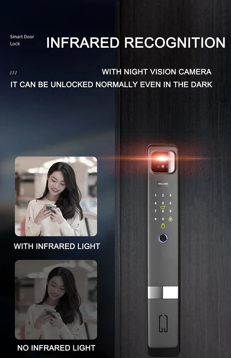 TUYA WIFI 3D Face Recognition Lock with Camera Fingerprint Magnetic Card Password Fully Automatic Smart Lock TUYA WIFI 3D Face Recognition Lock with Camera Fingerprint Magnetic Card Password Fully Automatic Smart Lock