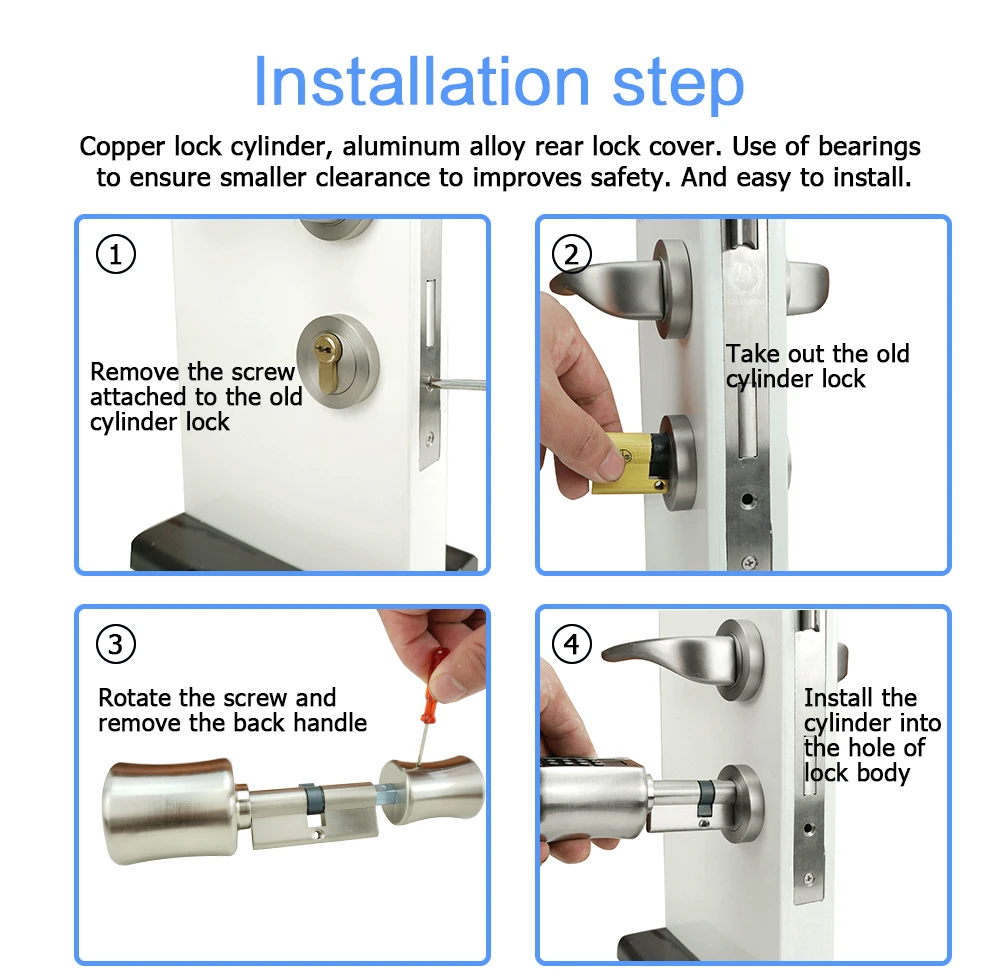 Smart Lock DIY keyless double replacement cylinder lock TT lock app WiFi euro cylinder smart locks Smart Lock DIY keyless double replacement cylinder lock TT lock app WiFi euro cylinder smart locks