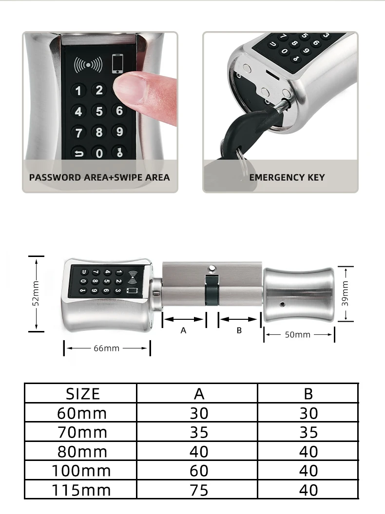 Smart Lock DIY keyless double replacement cylinder lock TT lock app WiFi euro cylinder smart locks Smart Lock DIY keyless double replacement cylinder lock TT lock app WiFi euro cylinder smart locks