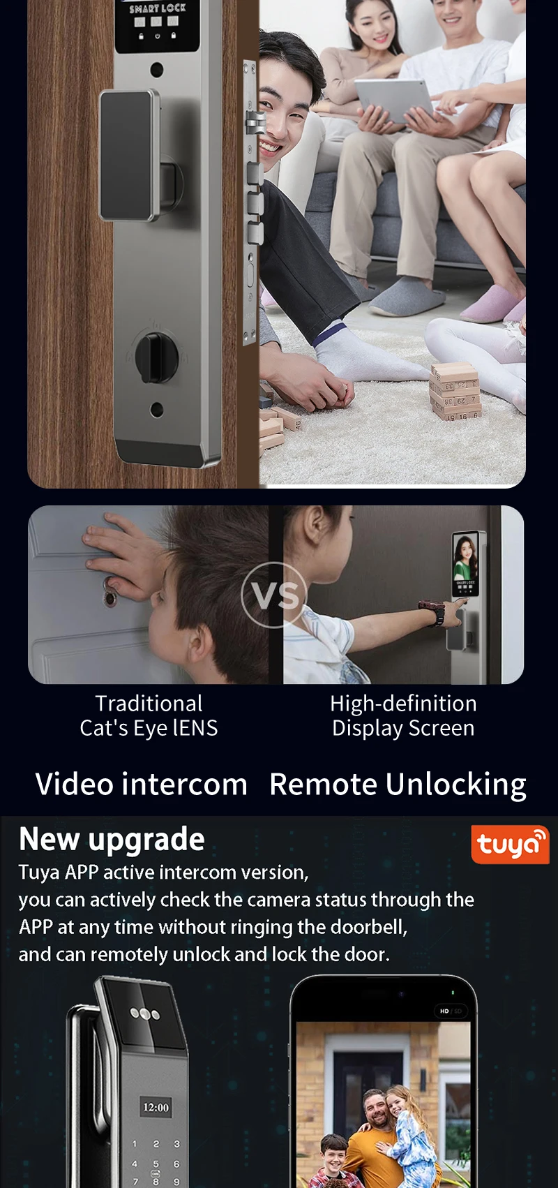 XSDTS Wifi Tuya APP Face Recognition Smart Door Lock With Camera Video Call Voice Intercom Digital Door Lock Automatic Door Lock XSDTS Wifi Tuya APP Face Recognition Smart Door Lock With Camera Video Call Voice Intercom Digital Door Lock Automatic Door Lock