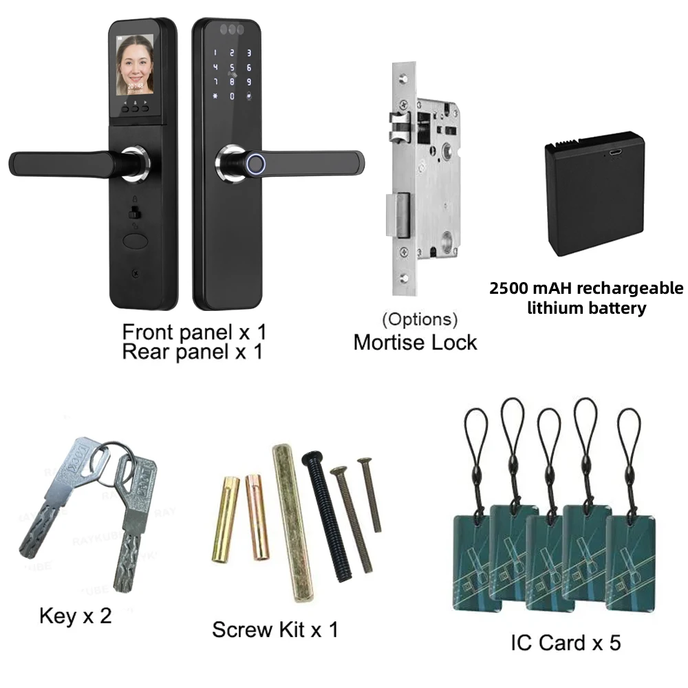 RAYKUBE K12 Tuya WiFi Camera Electronic Lock 3D Face Recognition Fingerprint Smart Door Lock With Screen Rechargeable Battery RAYKUBE K12 Tuya WiFi Camera Electronic Lock 3D Face Recognition Fingerprint Smart Door Lock With Screen Rechargeable Battery
