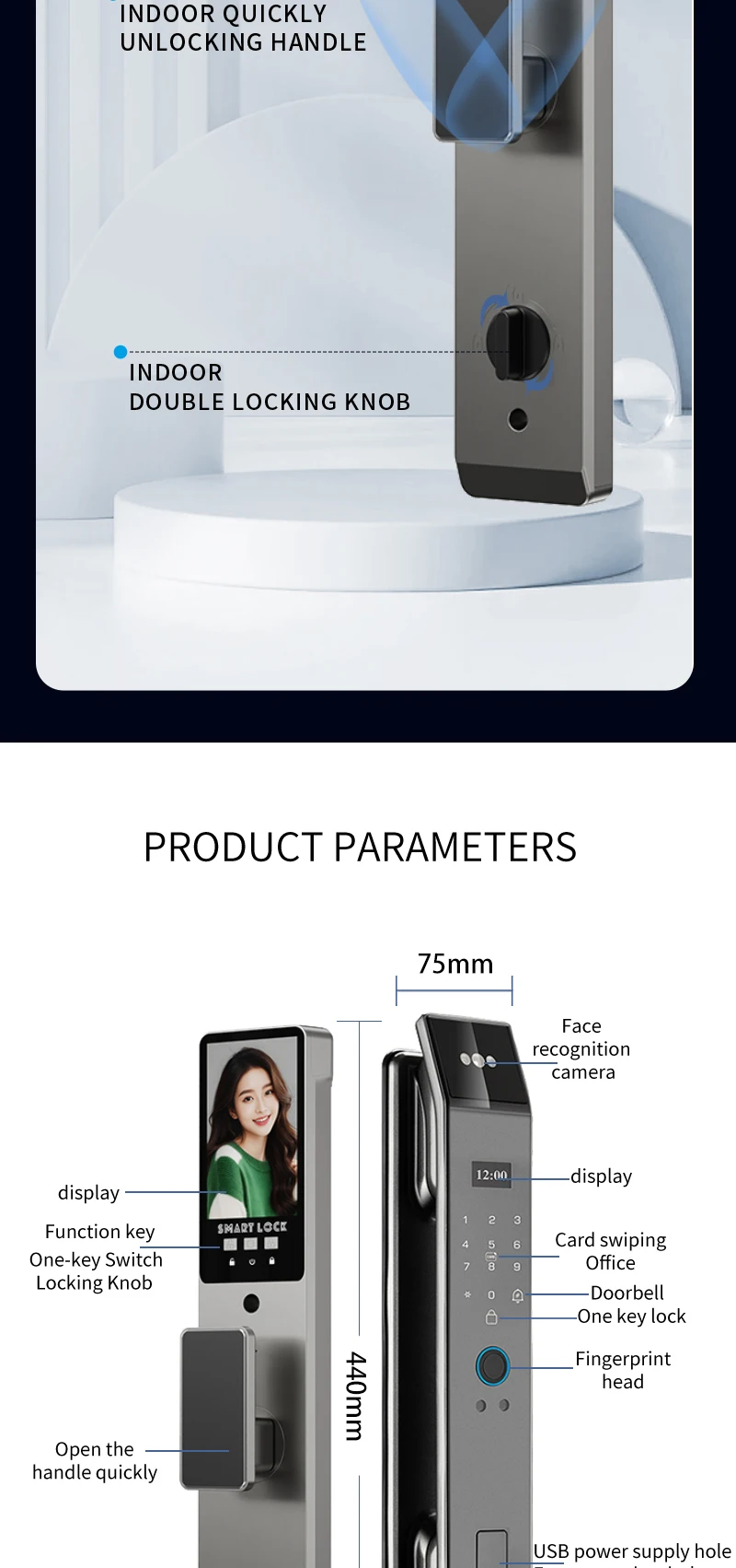 XSDTS Wifi Tuya APP Face Recognition Smart Door Lock With Camera Video Call Voice Intercom Digital Door Lock Automatic Door Lock XSDTS Wifi Tuya APP Face Recognition Smart Door Lock With Camera Video Call Voice Intercom Digital Door Lock Automatic Door Lock