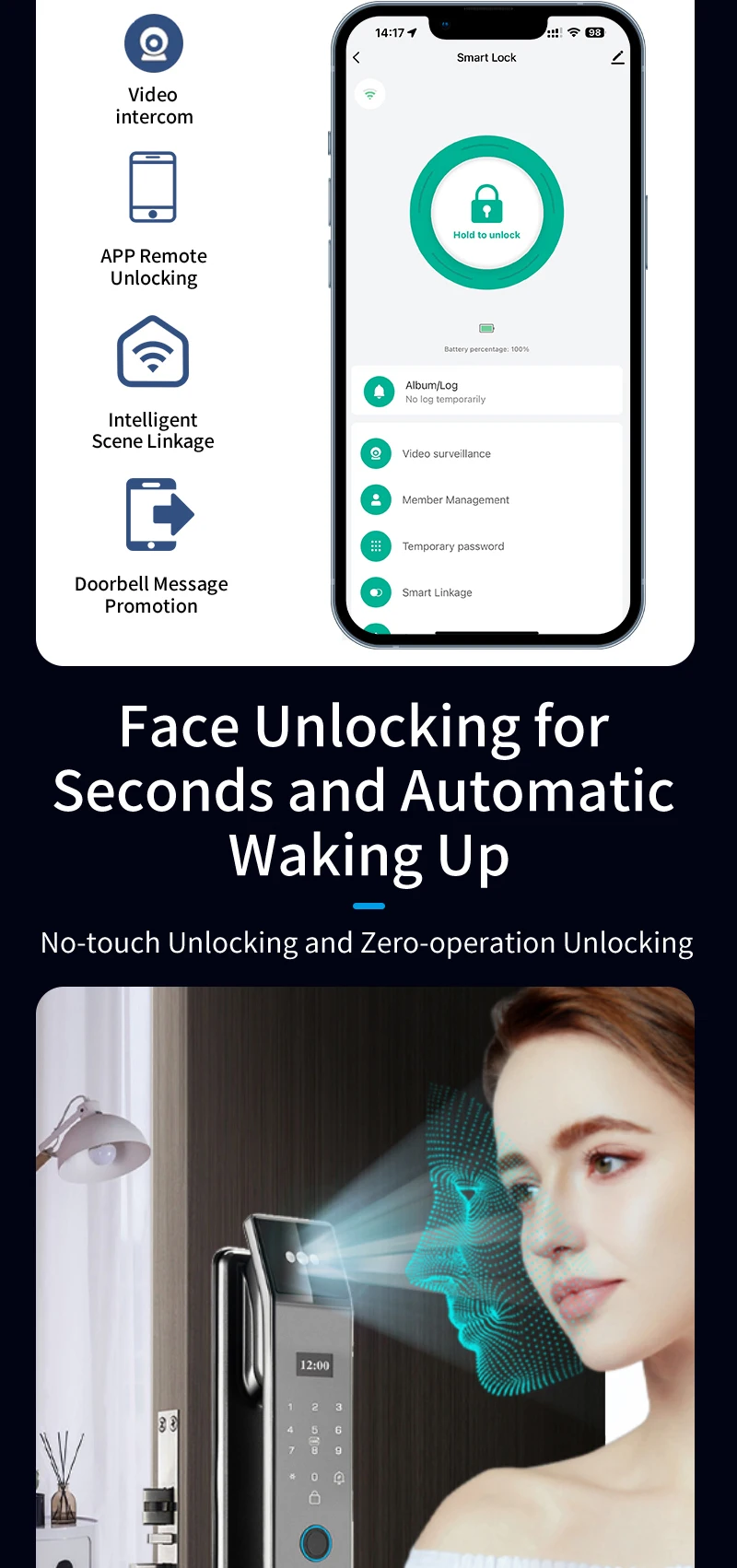 XSDTS Wifi Tuya APP Face Recognition Smart Door Lock With Camera Video Call Voice Intercom Digital Door Lock Automatic Door Lock XSDTS Wifi Tuya APP Face Recognition Smart Door Lock With Camera Video Call Voice Intercom Digital Door Lock Automatic Door Lock